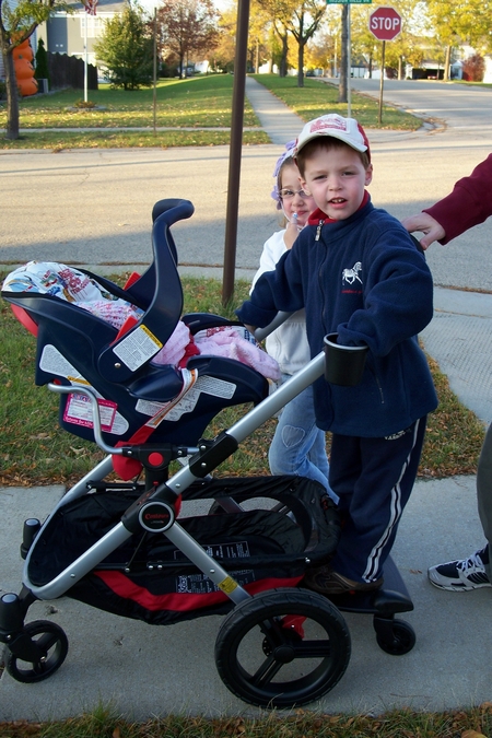  board (stroller board) and a cool stroller that uses a Graco car seat.